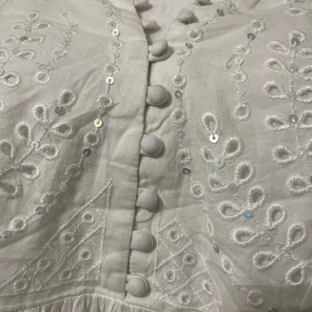 Free People Sea of Love Blouse Ivory NWOT Boho Eyelet Bell Sleeve - Picture 3 of 11